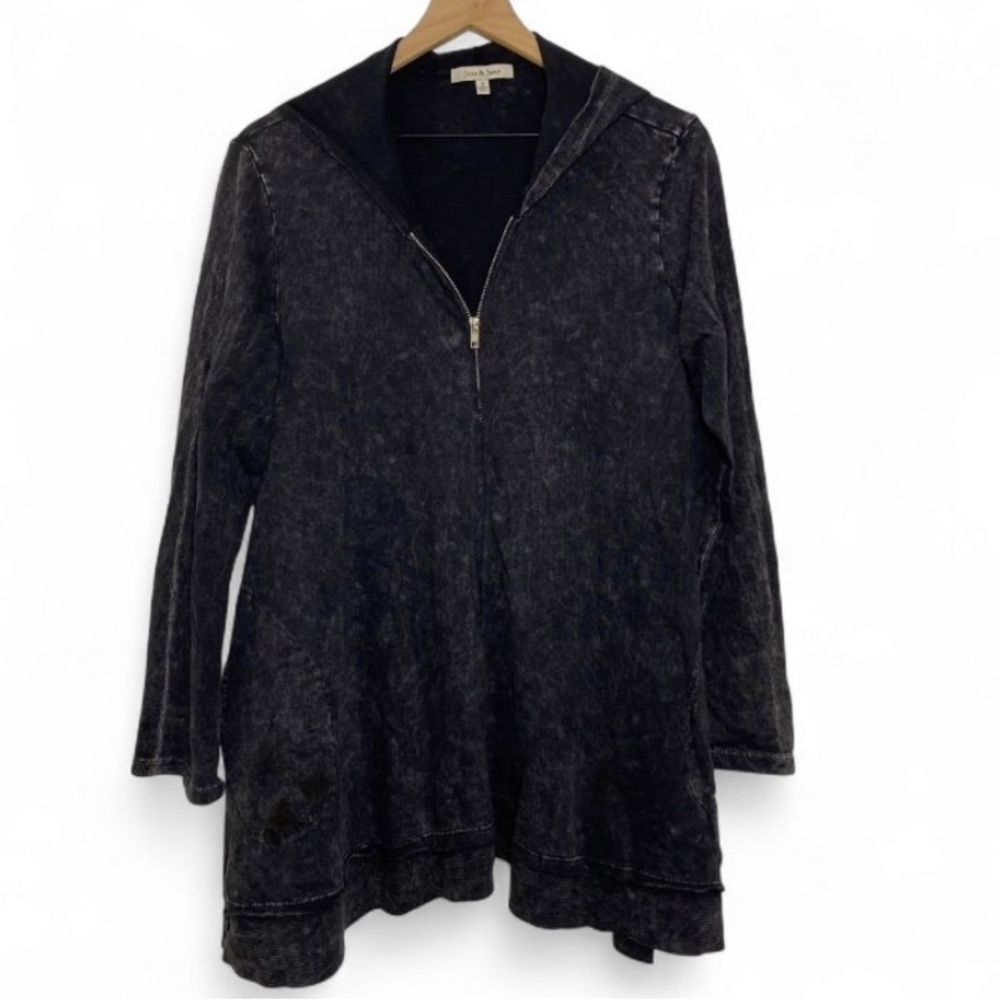 Jess & Jane Women’s S Plus Size Acid Wash Flare Zip Hoodie Sweater Long Sleeve
